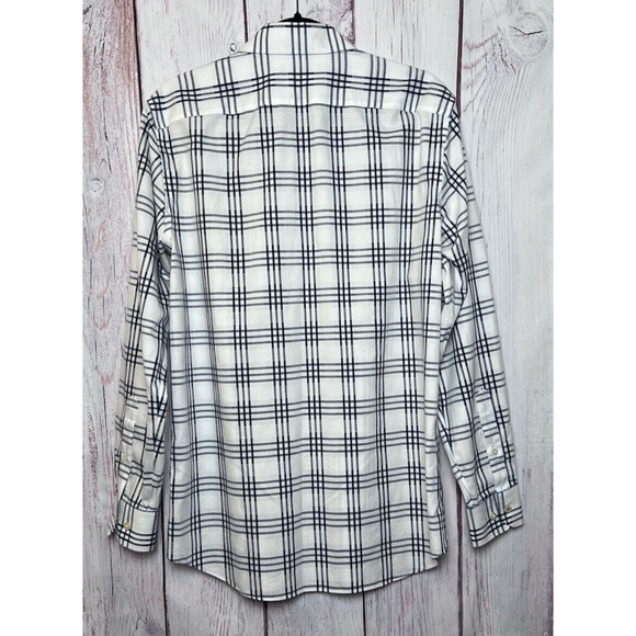 Banana Republic Non Iron Camden Fit Button Up Shirt Men's M Black White Stripe - Picture 2 of 7